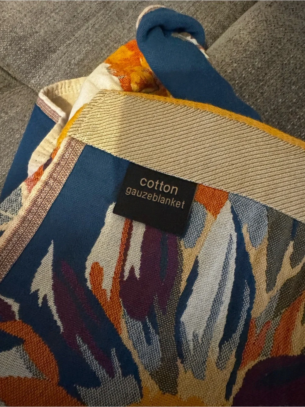 Floral Jacquard Cotton-Linen Throw Blanket in Mustard and Pink 60x80